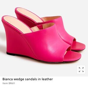 NWB J.Crew Fuchsia Leather Slide Wedge